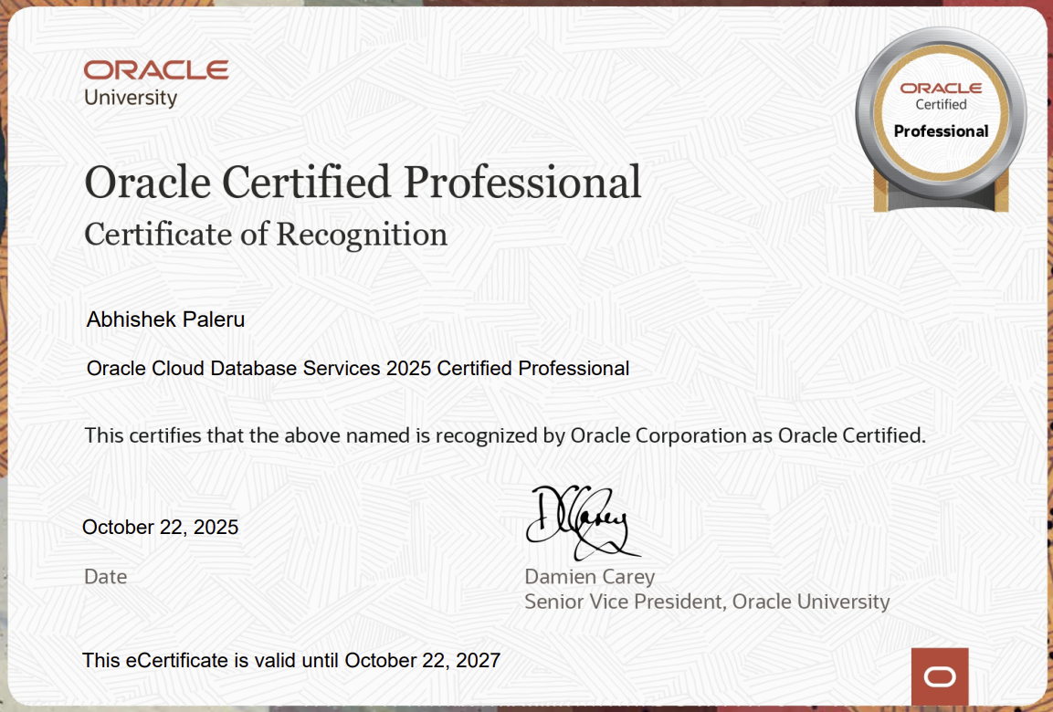 Oracle Cloud Database Professional